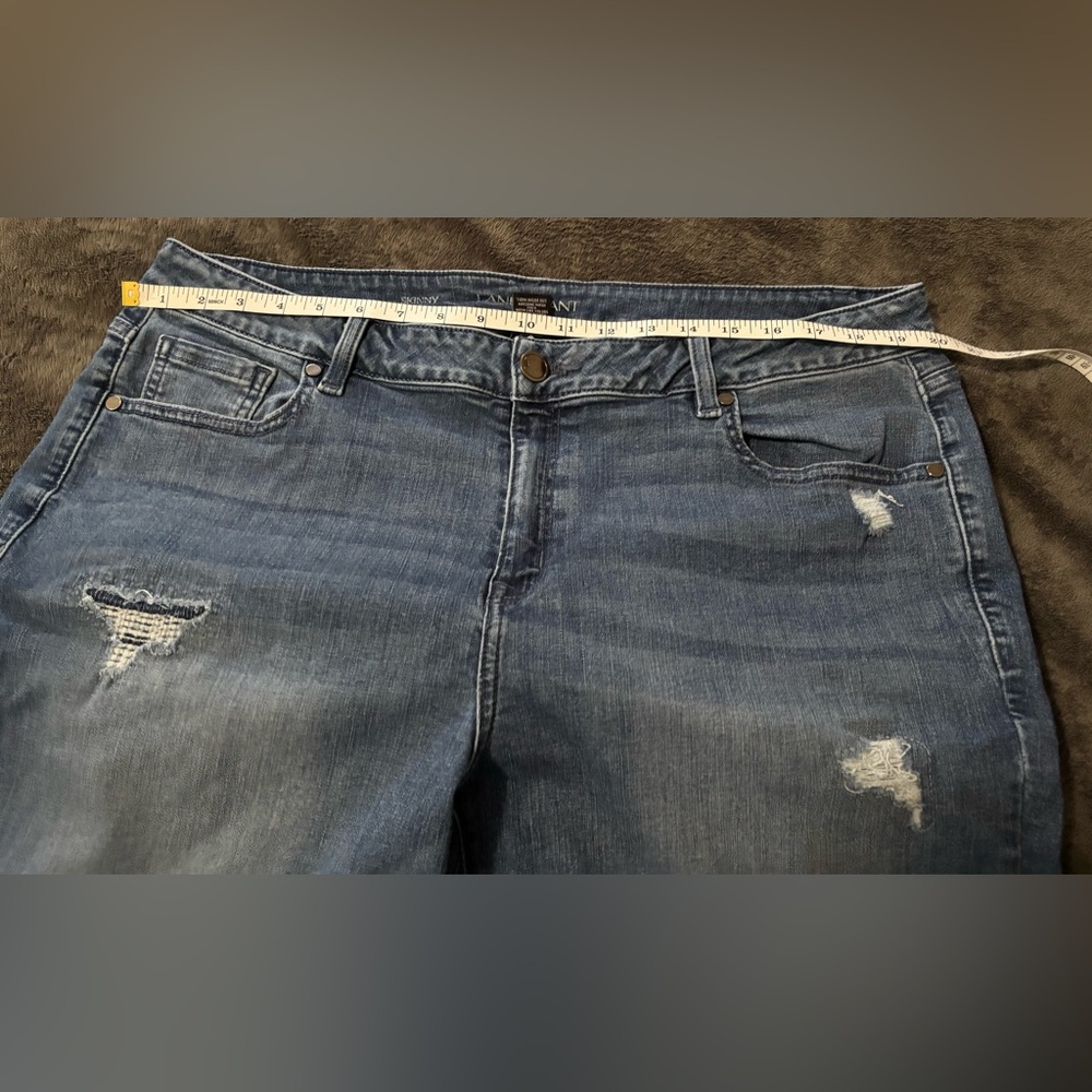 Lane Bryant Skinny Distressed Blue Jeans - Picture 3 of 5